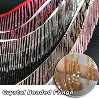 45cm luxury crystal beaded fringed lace handmade diy headband wedding dress stage costume veil tassel sewing accessories