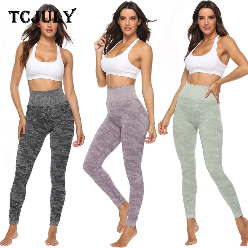 TCJULY Лидер продаж бесшовные леггинсы с камуфляжным принтом женские высокой