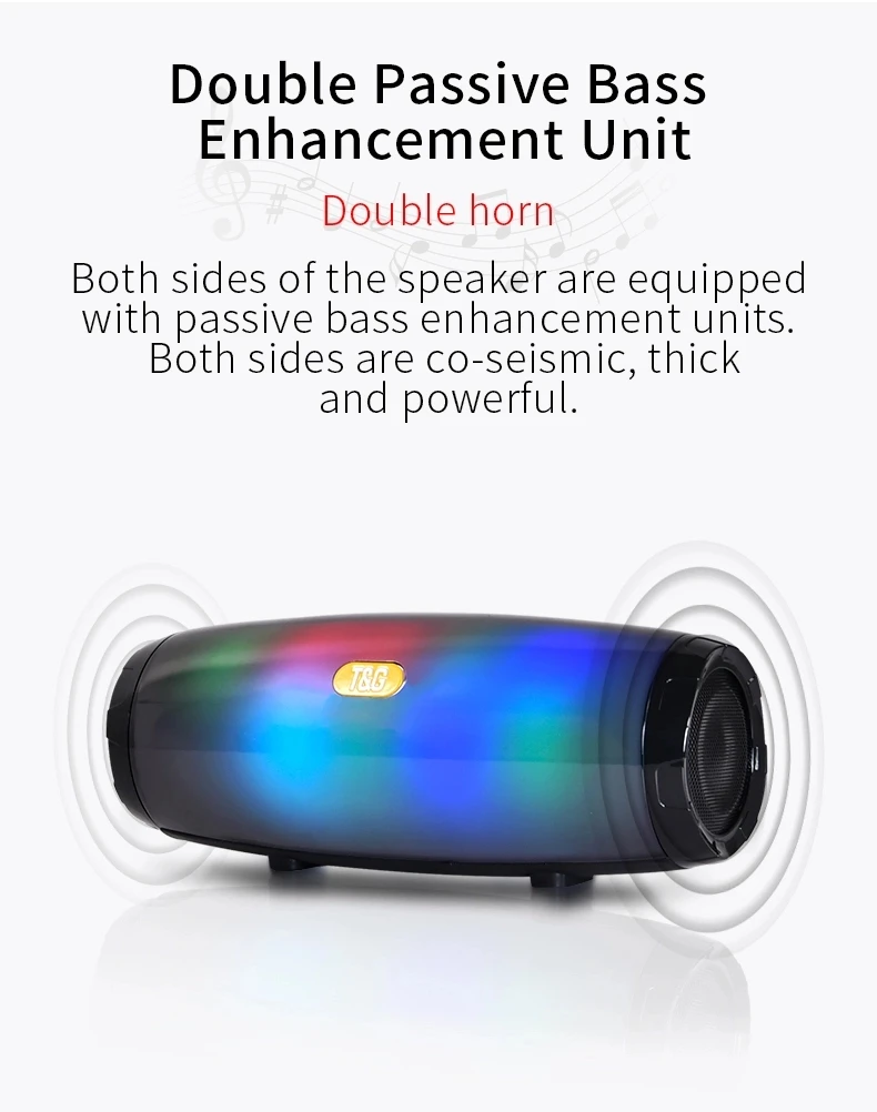 Портативный беспроводной bluetooth динамик 10 Вт светодиодный для танцев MP3 AUX USB TF FM