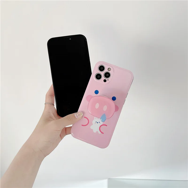 

Creative Cartoon Cute Pig Nose Pattern Phone Case For iPhone 12 11 pro Max XS Max X XR XS 8 Plus Silicone Soft Shell With Stand