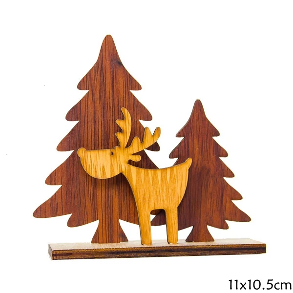 D Big Deer 1 комплект мульти DIY креативные деревянные поделки РОЖДЕСТВЕНСКИЕ Санта/олень деревянные украшения для домашнего стола украшения для рождественской вечеринки - Цвет: D Big Deer