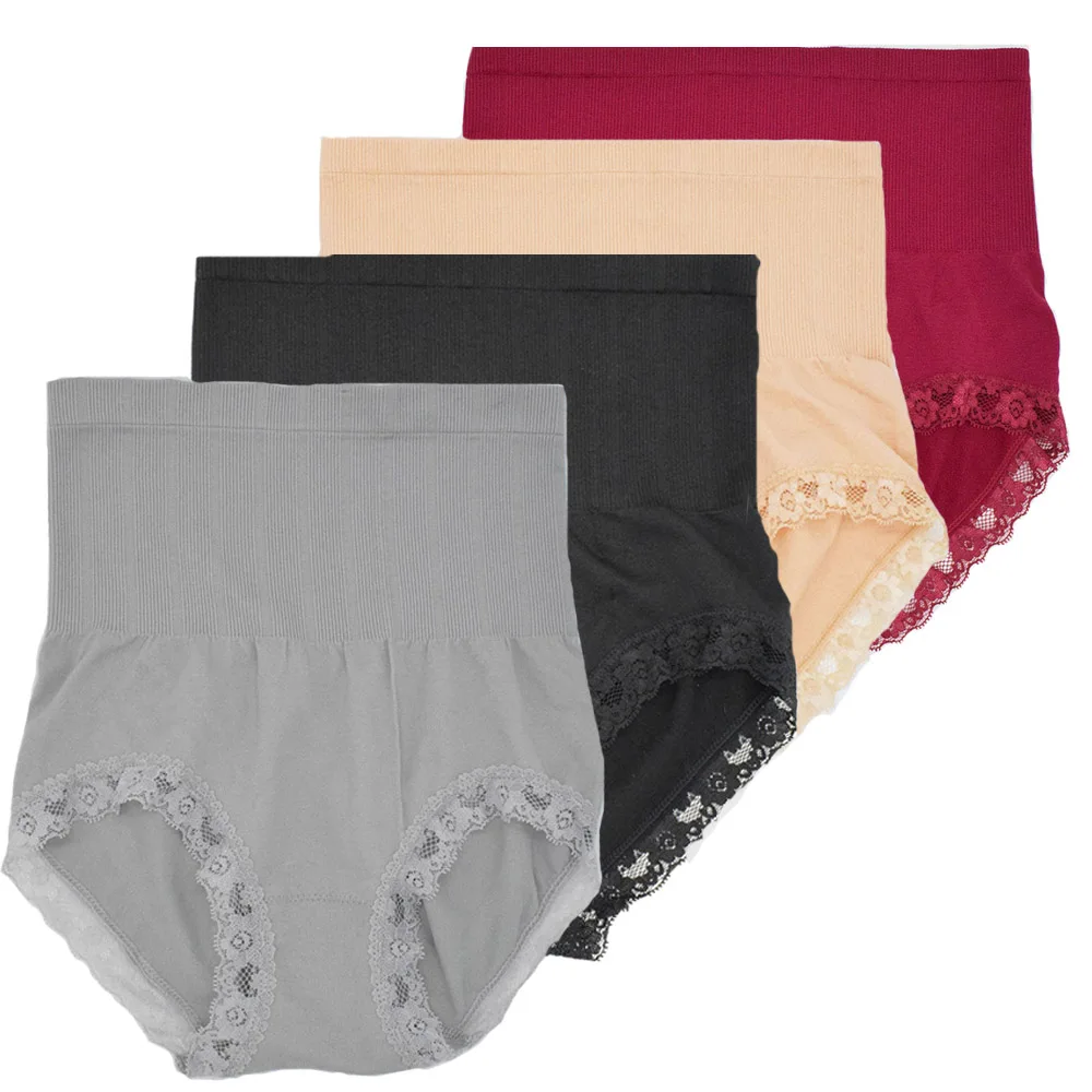 

Women Comfortable Panty High Waist Body Shaping Pants Sexy Lace Briefs Ladies Fall And Winter Underwear Size M L XL