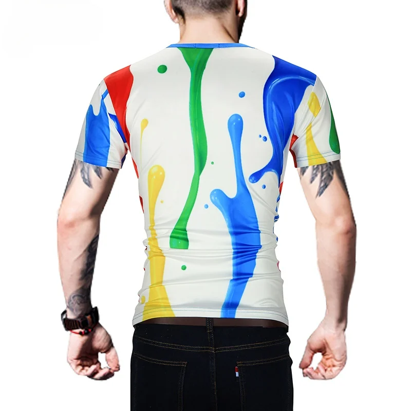 

New 3D digital printing personality trend round neck short sleeve men's T-shirt