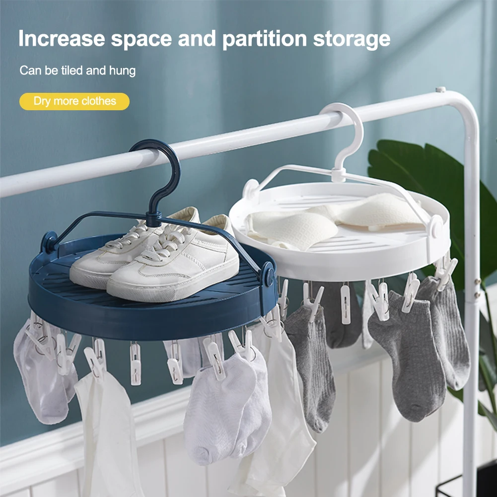 

Portable Folding Clothes Drying Rack Hanger Clips Round Bathroom Clothes Hanger Laundry Dryer Airer Shoes Drying Wall Holder