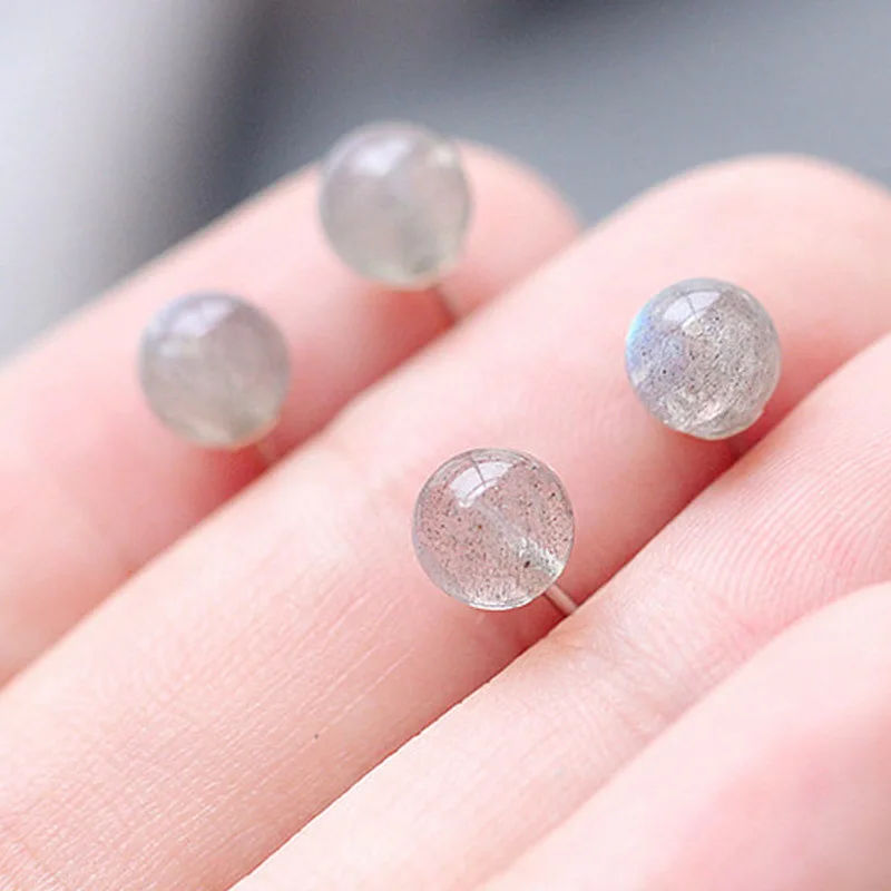 1 пара 6 мм серьги гвоздики из натурального камня Хрустальные кварцевые круглые