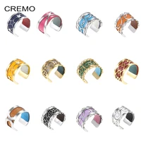 cremo stainless steel ring bijoux adjustable ring bague femme argent reversible interchangeable leather rings mujer