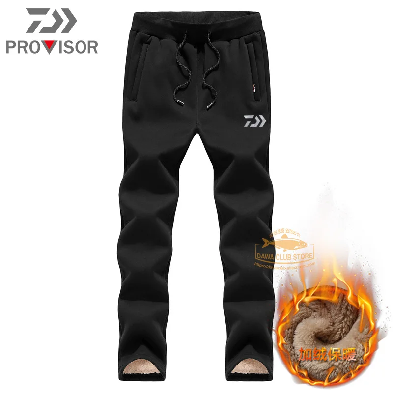 

Зимние походные теплые брюки DAIWA, штаны для рыбалки, мужские напольные Мягкие штаны из овечьей шерсти, спортивные штаны для бега