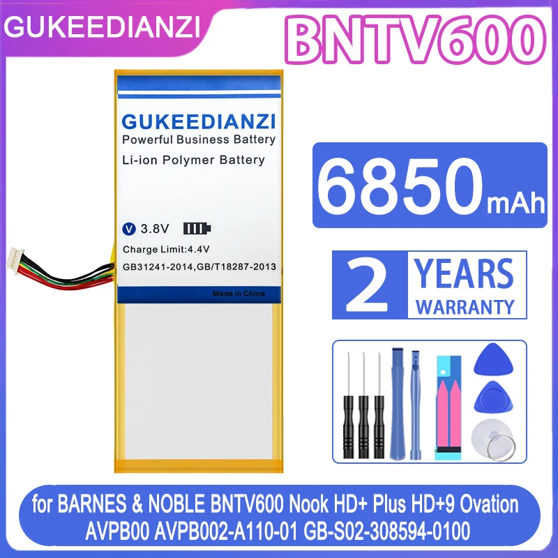 Аккумулятор GUKEEDIANZI BNTV600 6850 ма ч для BARNES & NOBLE Nook HD + Plus 9 Овация AVPB00 AVPB002 A110