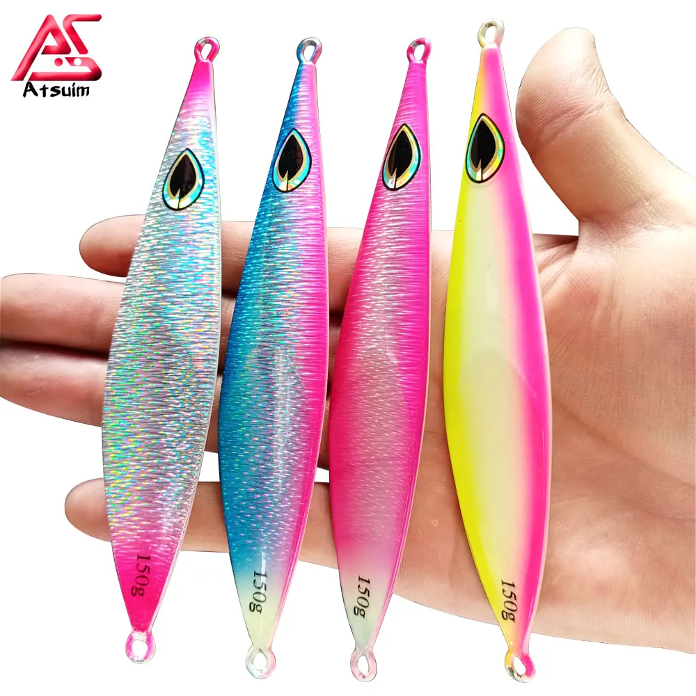 

AS Pesca Slow Jig 80g100g150g200g250g300g Leurre Sinking Glow Artificial Jigging Falling Metal Fishing Pitch Angler Bait
