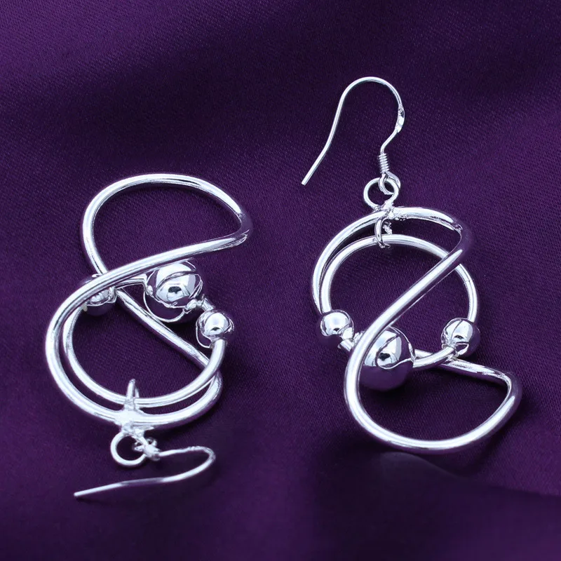 

925 Sterling Silver Jewelry Figure 8 Hanging Beads Pendant Earrings Woman's Classic Clothes With Gifts ES214