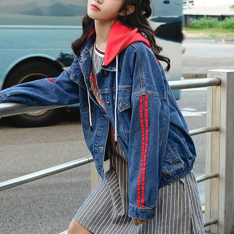 Джинсовая куртка из двух частей с капюшоном повседневные пальто и куртки для