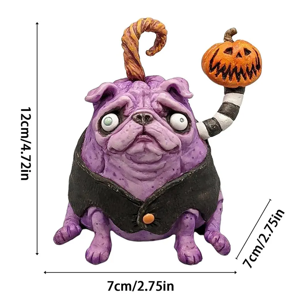 Симпатичная Fgert Хэллоуин Сидящая статуя мопса рождественское животное