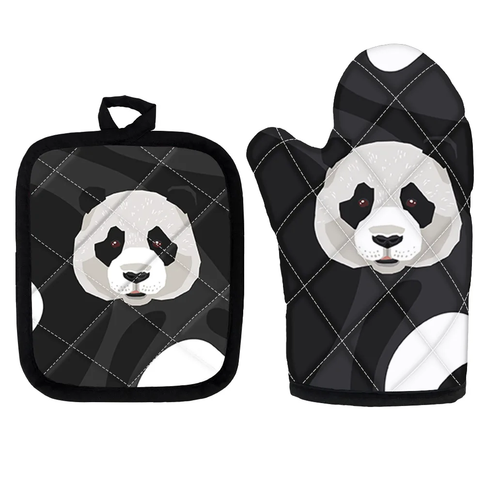 

Cute Animal Panda Pattern Non-slip Oven Mitts And Pot Holders Sets Kitchen Oven Gloves Heat Resistant Baking Accessories Pad