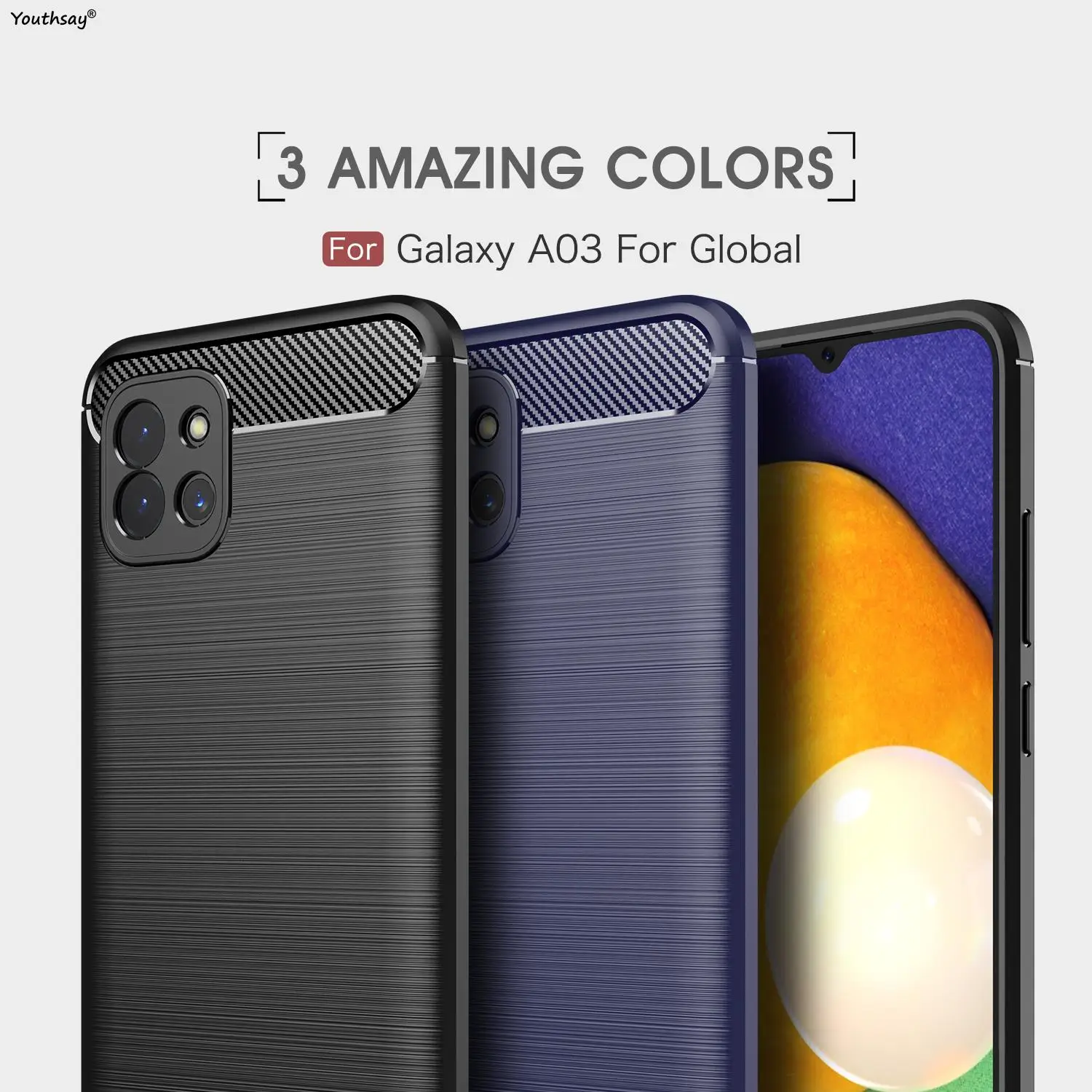 Carbon Fiber Bumper For Samsung Galaxy A03 Global Case For Samsung Galaxy A03 Global Coque Shockproof Protective Phone Cover