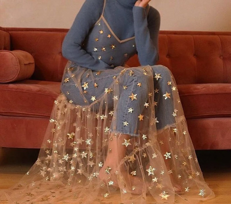 Тонкие лямки Тюль Платья длинное женское платье модные шикарные прозрачные