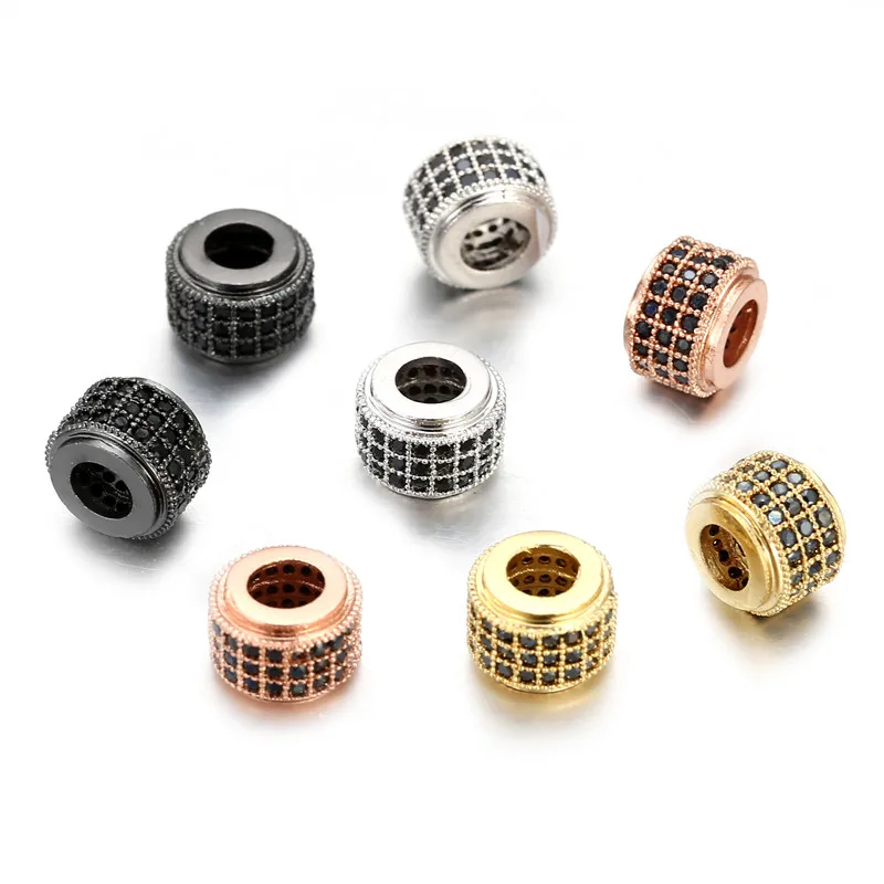 

wholesale 3pcs Gold silver color copper cubic zircon 6mm wheel beads DIY ladies men's bracelet jewelry making accessories