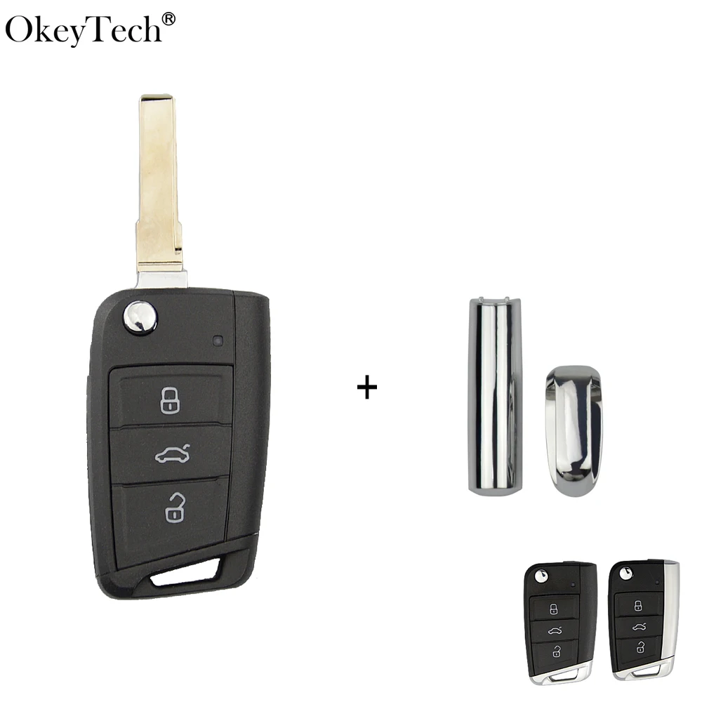 Чехол Okeytech для автомобильного ключа с 3 кнопками Skoda Octavia Volkswagen Passat Golf 7 MK7 Seat Polo и