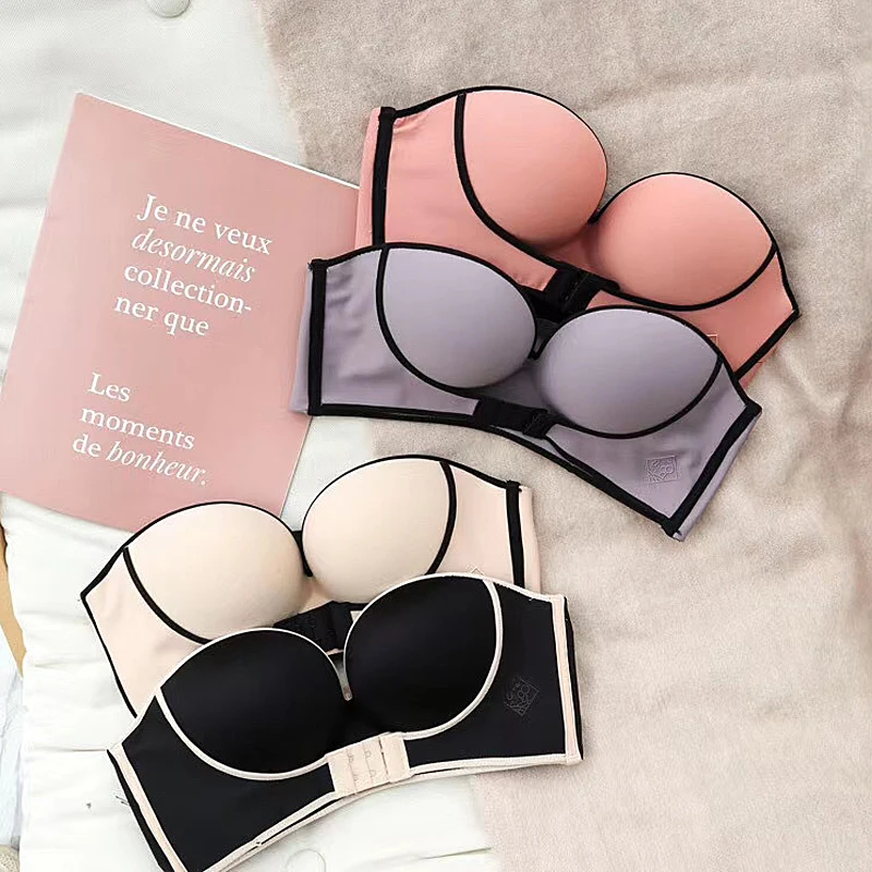 

Sexy Invisible Bra Women Push Up Bras Strapless Lingerie Backless Front Buckle Brassiere Comfort Seamless Bralette Underwear #F