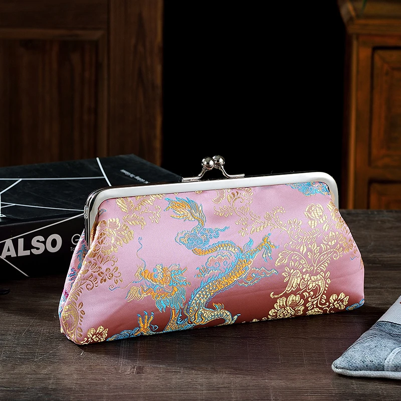 Винтажная Женская шелковая/синтетическая вечерняя сумка китайского цвета