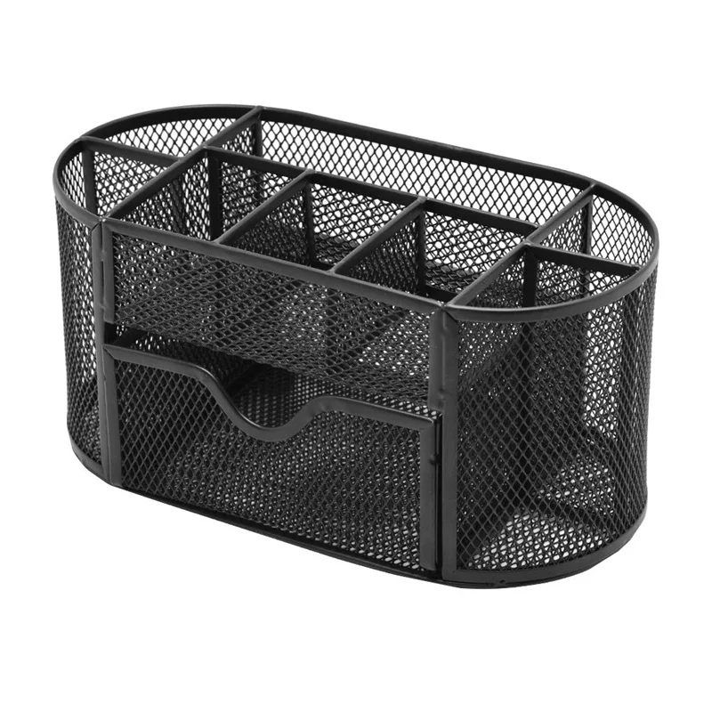 

Cute Metal Desk Organizer Combination Mesh Desktop Pencil Pen Badge Holder Storage Box Ruler Office School Supplies Stationery