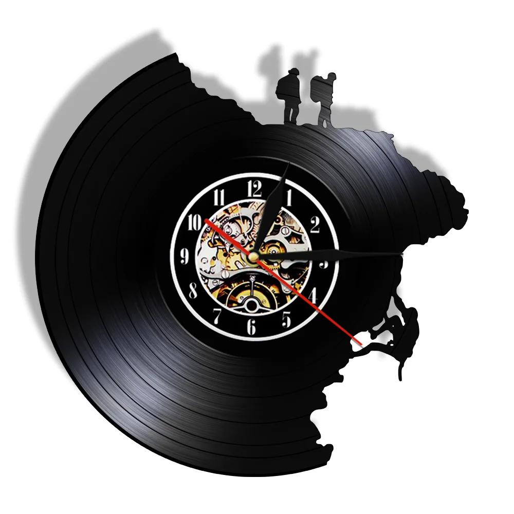 Спортивные настенные часы Climber с виниловой пластиной черные для альпинизма декор