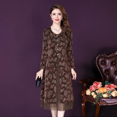 Осень-весна 2021 женское платье для матери среднего возраста ретро яркие женские