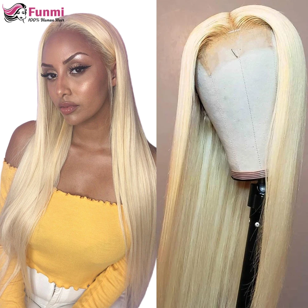 

613 Honey Blonde 13x4 Lace Front Human Hair Wigs For Women Brazilian Straight Pre Plucked Wig 4x4 Lace Closure Wigs 150% Density