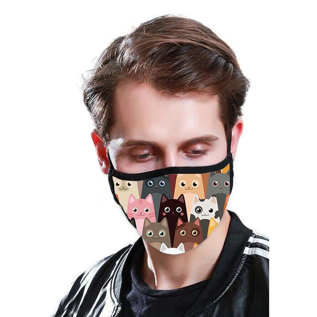 

2PC Protective Facemask Cute Dinosaurs Anti Dust Wind Outdoor Cycling Face Mask Breathable Mascarillas Cotton Masque Lavable