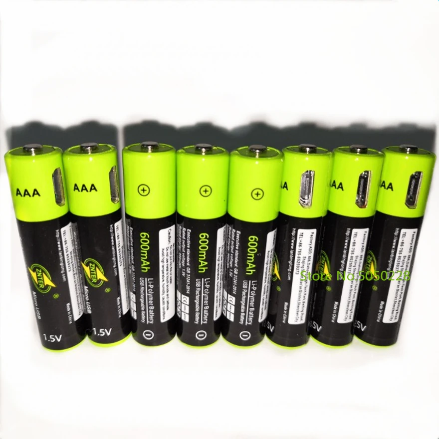 8 шт./лот ZNTER 1 5 V AAA перезаряжаемая батарея 600mAh USB литий-полимерная Быстрая зарядка
