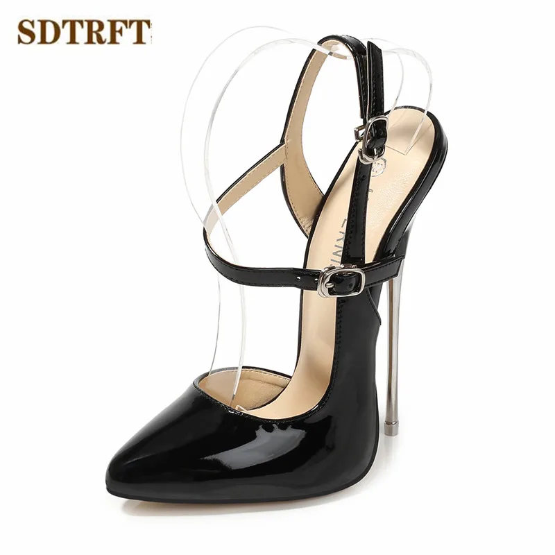 SDTRFT zapatos mujer 16cm thin heels shoes woman Pointed Toe Female Party Sandals Buckle Cosplay Punk pumps sandalia feminina | Обувь