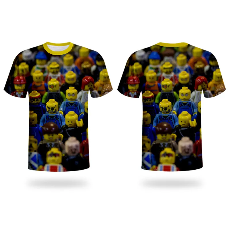 Уличная одежда LEGO красочные забавные игрушки футболка WHOSONG 3D семейная популярные