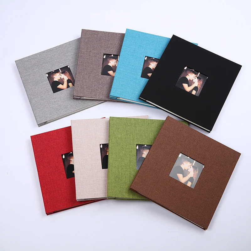 

Linen Surface Window Self-Adhesive Film Album Family Screw Binding Photo Album Pasted 20 Sheets 2.66*2.8cm Manual Stamp Album
