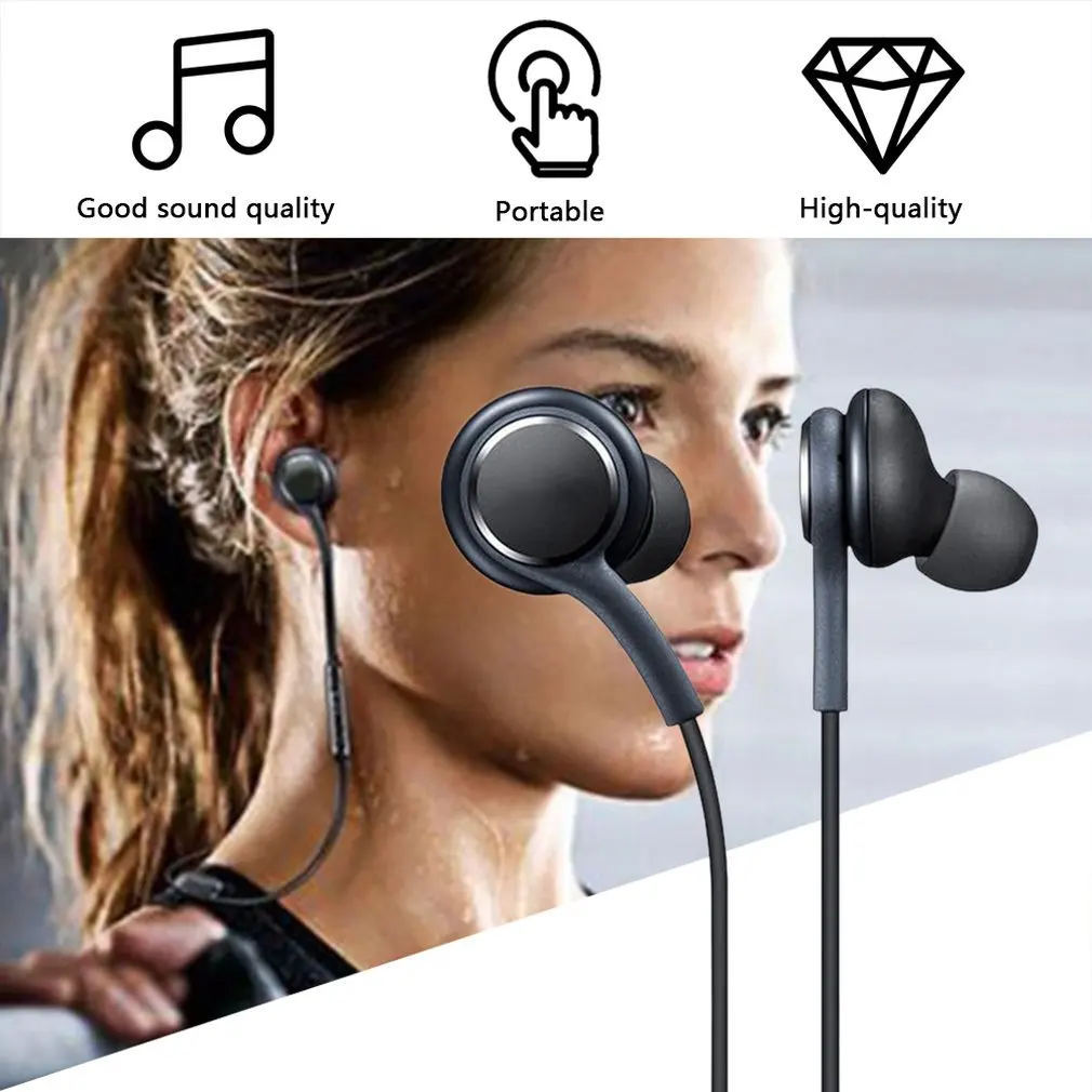 

Stereo Sports In-ear Earphones With Mic 3.5mm Control Box Wired Headset For Samsung Galaxy S8 S8plus