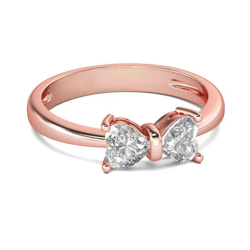 

Lovely Fashion Jewelry Bowknot 18K Rose Gold Color Wedding Rings for Women Cubic Zircon Crystal Engagement Ring Bague Femme