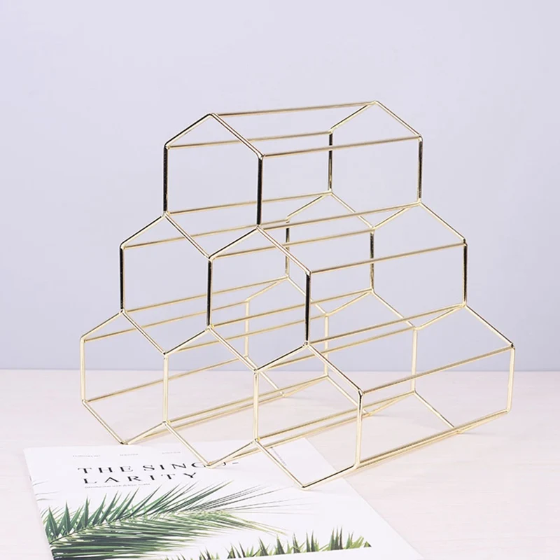 

Metal Creative Geometric Wine Rack Nordic Simple Household Grape Wine Rack Restaurant Living Room Bar Cabinet Display