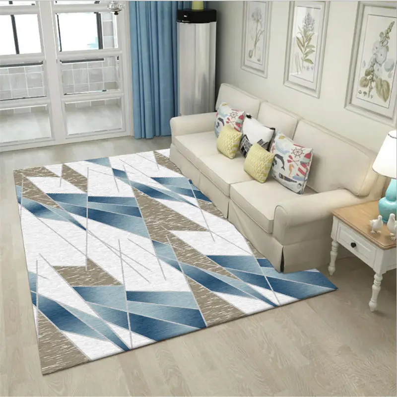 Воздушный поцелуй в скандинавском стиле толстый ковер с рисунком синей линии