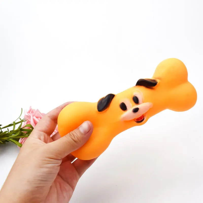 Pet Sounding Toys Vinyl Cartoon Dog Face Bone Vocal Toy Supplies | Дом и сад