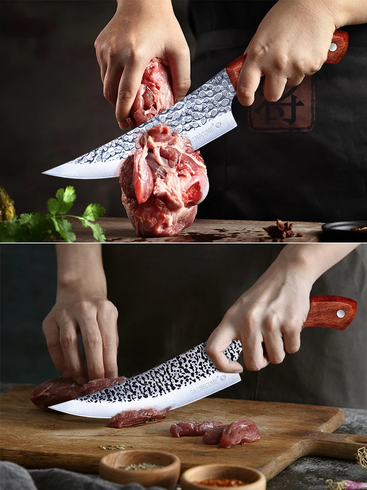 Универсальный нож GAINSCOME для кухни, рыбалки и мясорубки из нержавеющей стали с ручной заточкой, острый. Бесплатная доставка.