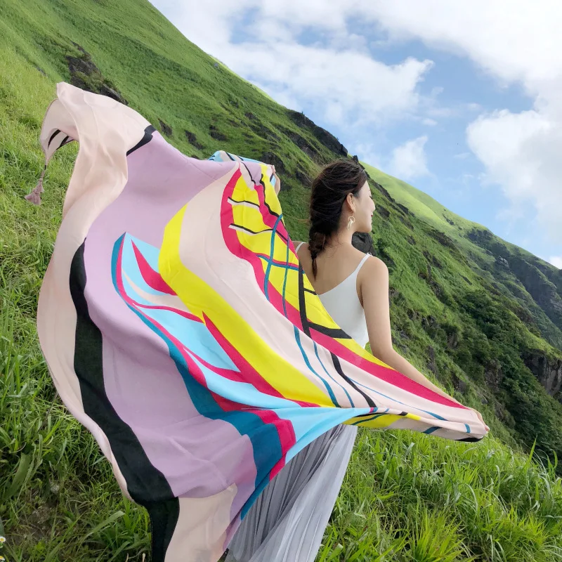 

Ethnic Style Scarf Oversized Long Sunscreen Shawl Women'S Summer Cotton And Linen Scarf Seaside Gauze Dual-Use Beach Wraps Wild