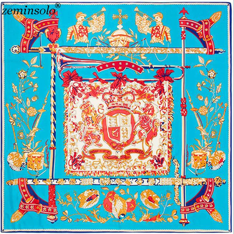 Модный большой квадратный шелковый шарф с принтом шаль бандана