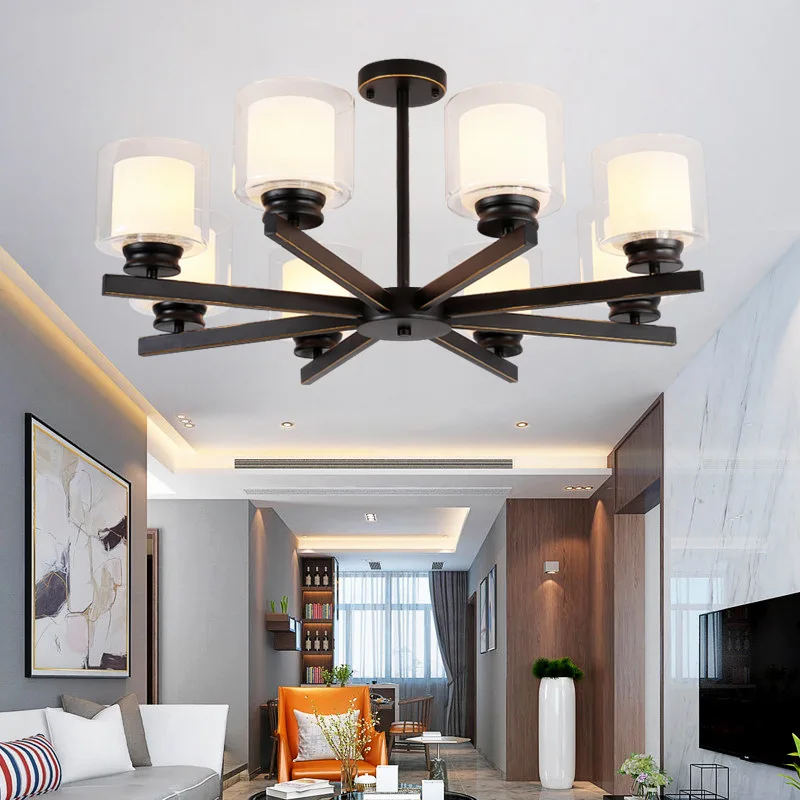 Роскошная люстра LukLoy в стиле ретро черная стеклянная лампа для гостиной