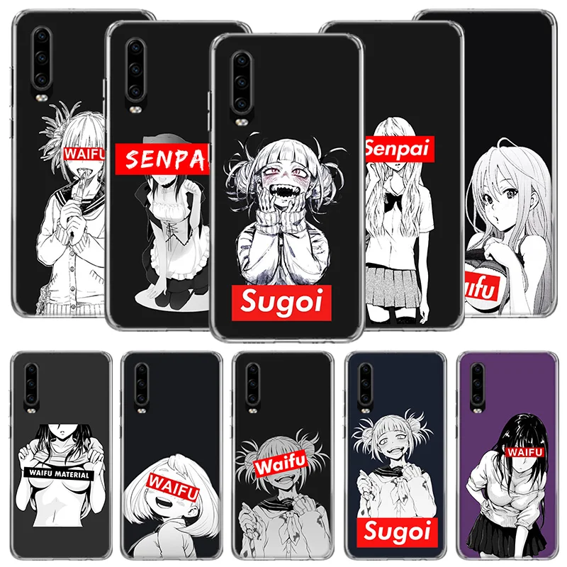 Sugoi Senpai Anime Waifu Phone Case For Huawei P50 P10 P20 P30 P40 Pro Cover Mate 40 30 20 10 Lite Capa Shell