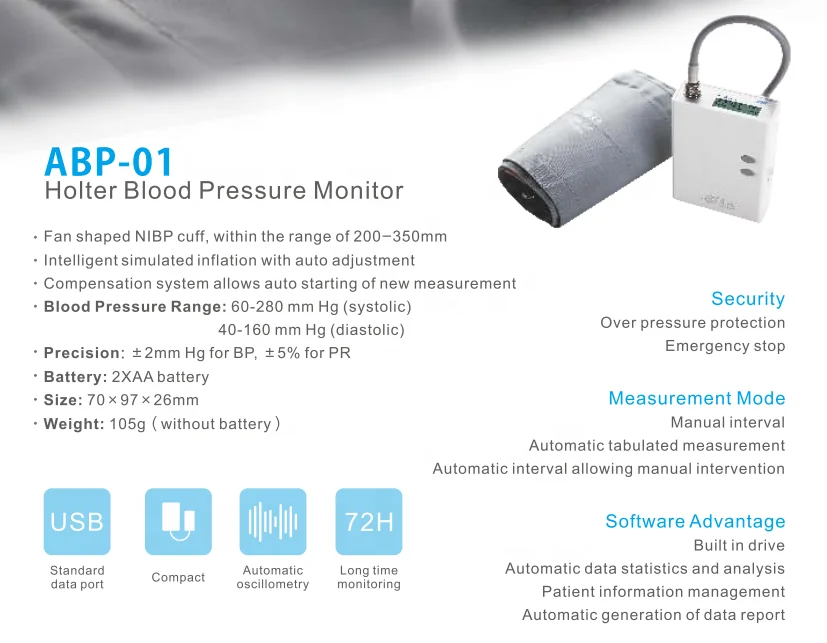 Holter digital blood pressure monitor with fan shaped NIBP