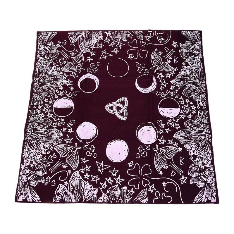 

A5KC Velvet Tarot Tablecloth with Bag Witch Divination Moon Phases Lover Altar Cloth