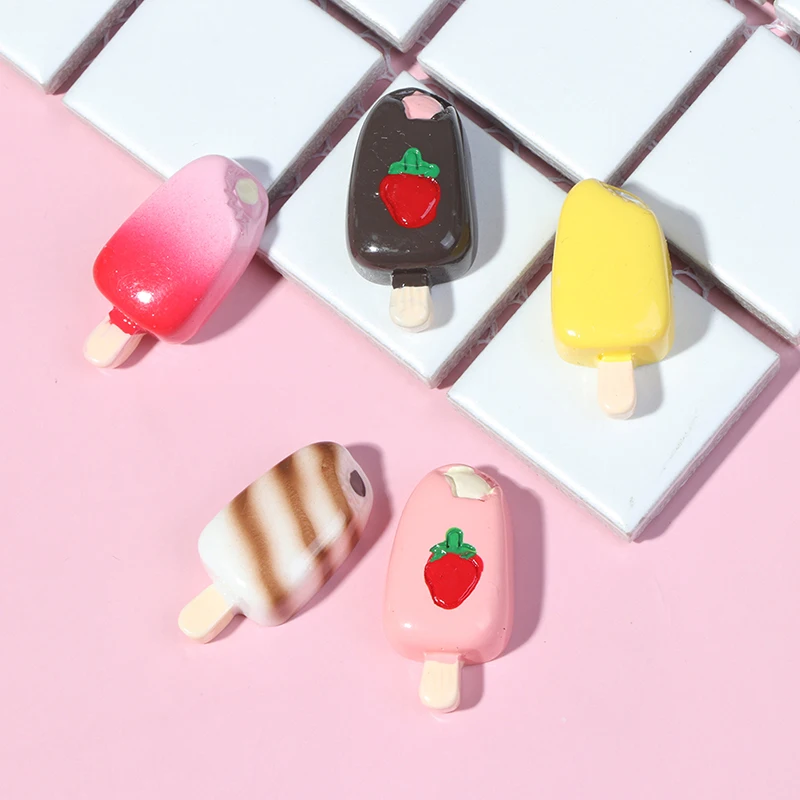 

5Pcs Dollhouse Miniature 1:12 1:6 Scale Ice-cream Kitchen Food Popsicle Pretend food Dollhouse Decor for Doll Kitchen Toys