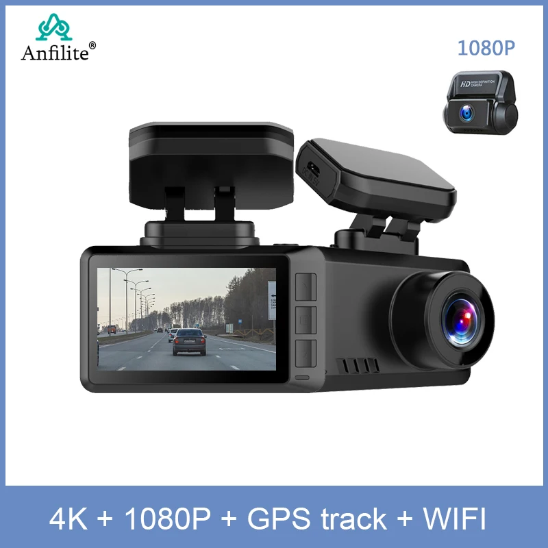 

Видеорегистратор автомобильный, 2,45 дюйма, 4K, Wi-Fi, GPS
