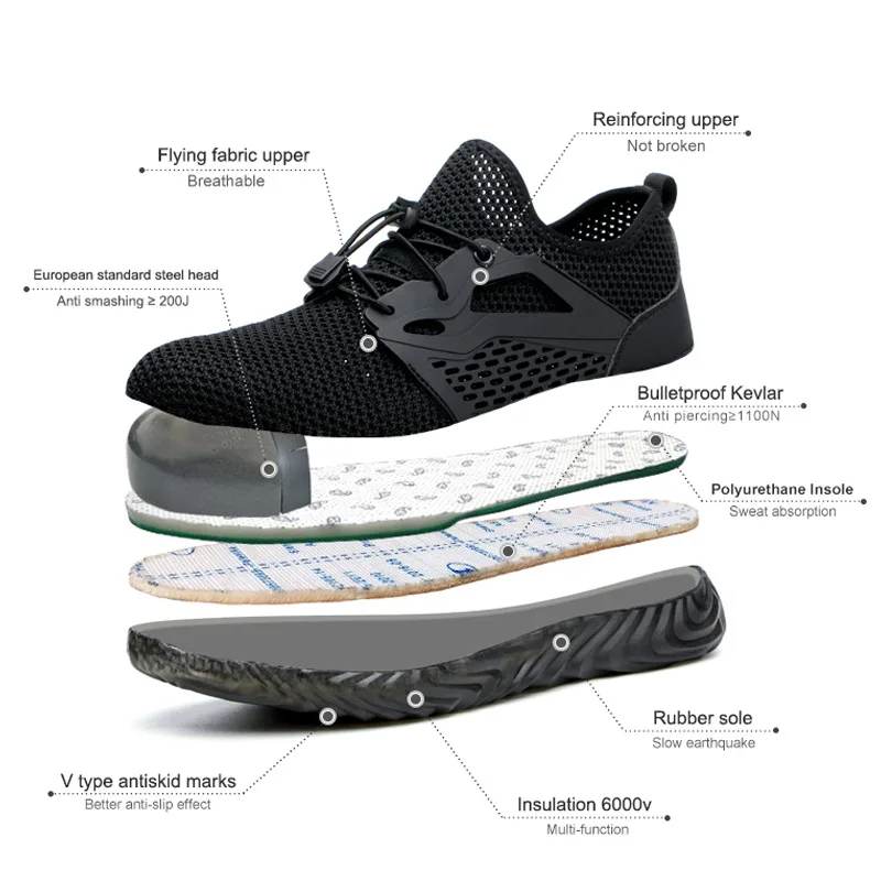 Защитная обувь для мужчин и женщин открытый стальной носок противоскользящие