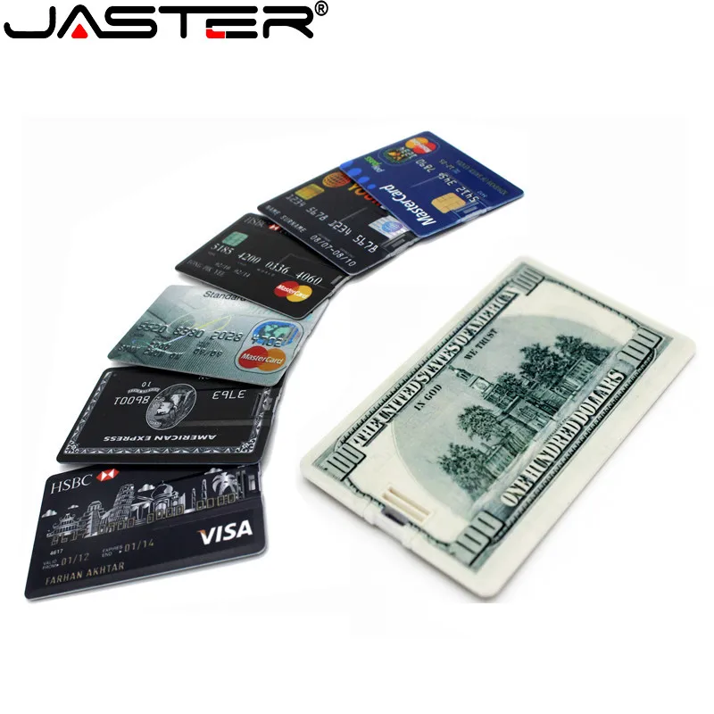 

JASTER New Creative bank card USB 2.0 Flash Drive 64GB Ultra-thin and portable Pen Drives 32GB U Disk 16GB 8GB 4GB Memory Stick