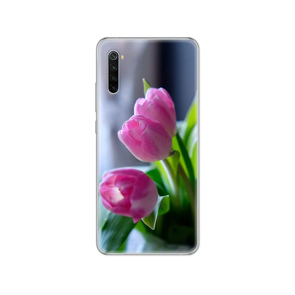 Красивый прозрачный чехол из ТПУ с изображением цветов гвоздики Etui для телефона