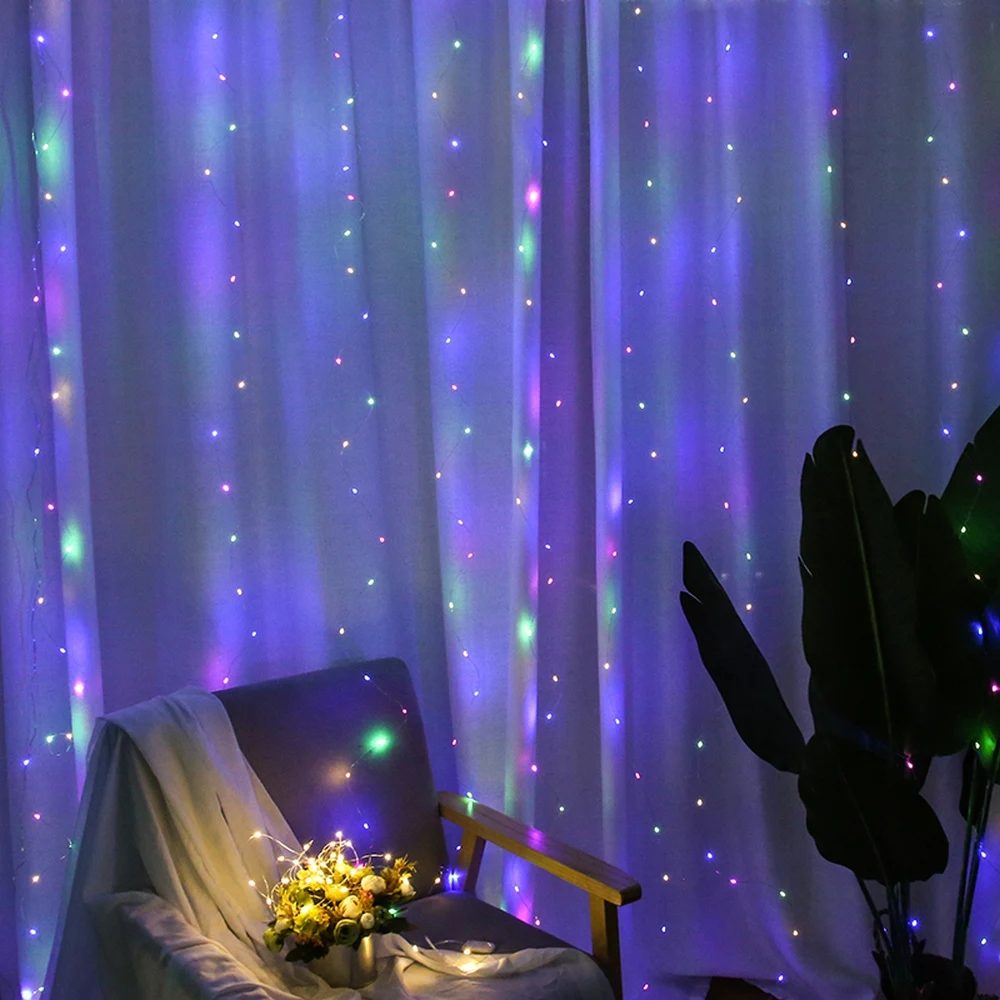 

4 Color LED Fairy String Lights USB Garland Curtain Light Lamp Remote Control for Wedding Valentines Day Christmas Decorations
